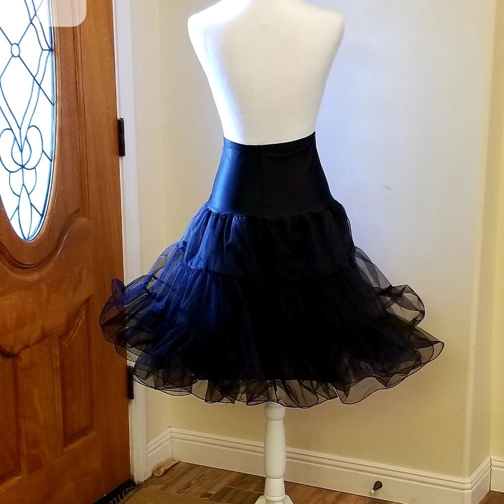 Black Tiered Tulle Midi Skirt